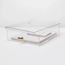 Threshold Acrylic Letter Size Box - Lidded box helps keep dust and debris out