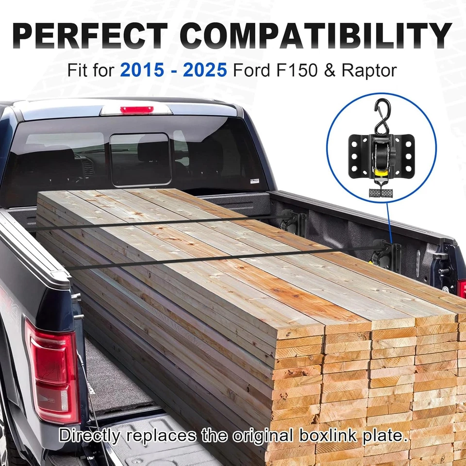 2 piezas correas de trinquete retráctiles de amarre de 10 pies para Ford F-150 Raptor 2017-2025 Foto 3 de 4