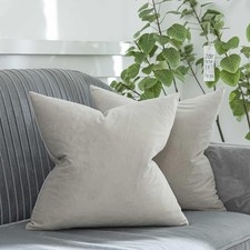 Decorative Velvet Throw Pillow Covers 18x18 inch 18" x 18" Pack of 2 Cashmere