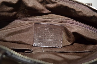 Coach NEW Signature Jacquard Monogram Stripe Khaki Mahogany tote