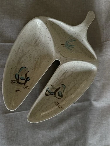 Vintage Redwing Quail Bob White 3 Part Relish Bowl. Perfect Condition.