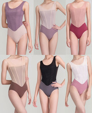 Professional Ballet Dance Leotard Adult Women Two-Tone Dancewear Fishbone