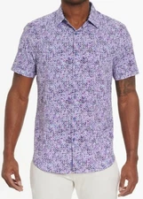 Robert Graham Men's COME SAIL AWAY Classic Fit Short Sleeves Magenta Shirt