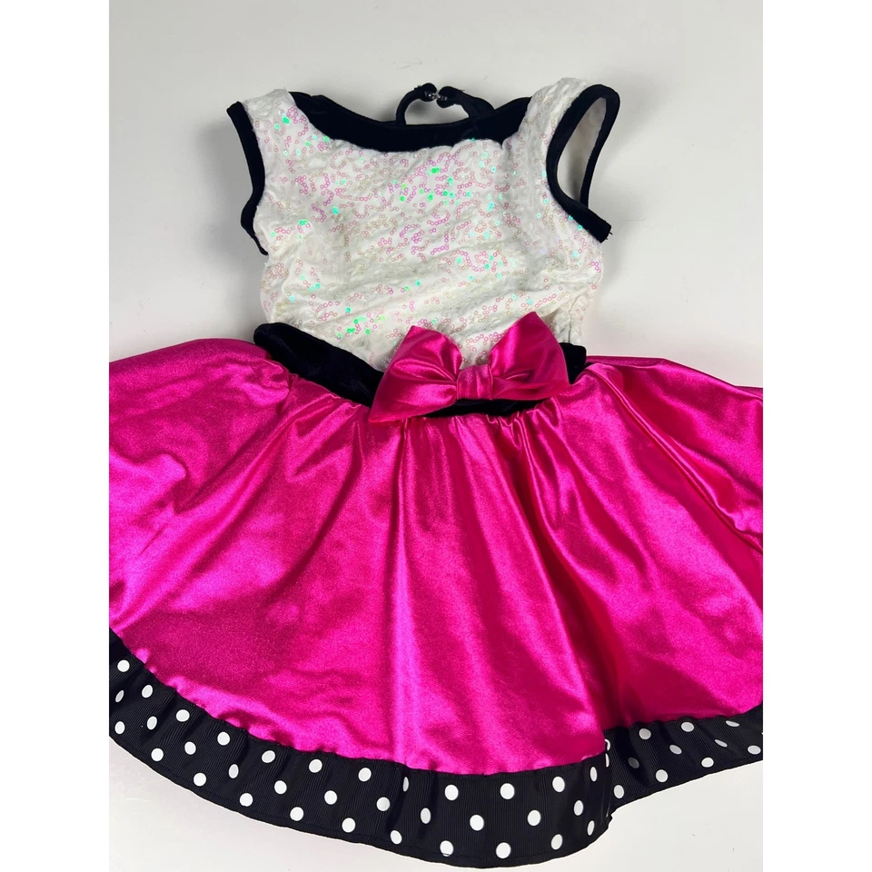Disfraz de Baile Weissman XSC Lentejuelas Top Rosa Falda Lunares Cinta Niñas Foto 3 de 4