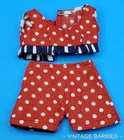 Vintage Barbie Doll Cut N Sew Red Polka Do Top & Shorts MINTY ~ 1960's