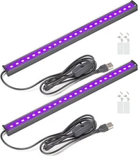 USB Black Light Bar 10W 1Ft Upgraded UV LED Blacklight Strip Lights Small Blac