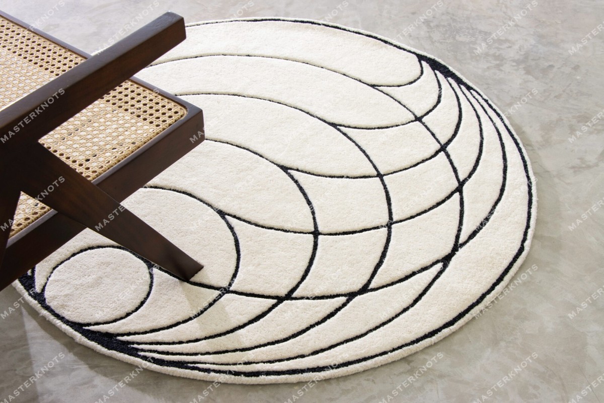 5 x 5 Feet Bohemian Abstract Wool Area Rug Indian Hand Tufted 