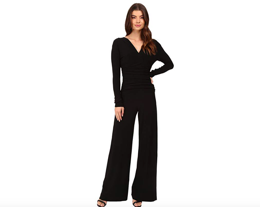 (取寄) ノーマ カマリ レディース V-ネック ロング スリーブ シャード ウェスト ジャンプスーツ Norma Kamali women V-Neck Long Sleeve Shirred Waist Jumpsuit Black Norma Kamali V-Neck Long Sleeve Shirred Waist Jumpsuit, Black, X