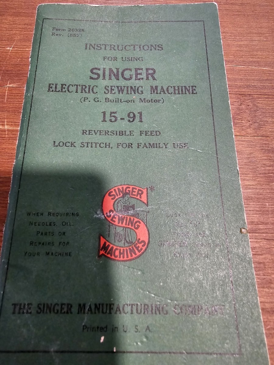 Vintage Singer Sewing Machine 15 91 Manual (33) | eBay