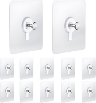 #ad Drill Free Adhesive Hooks 24 Pcs Picture Hangers Without Nails Nail Silver $14.99