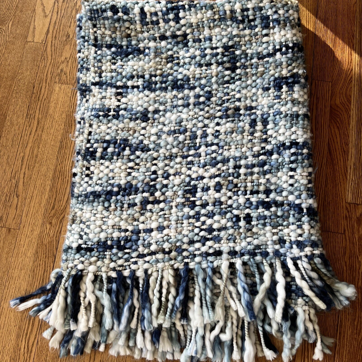 West Elm Marled Basket Weave Throw Blue 50x60