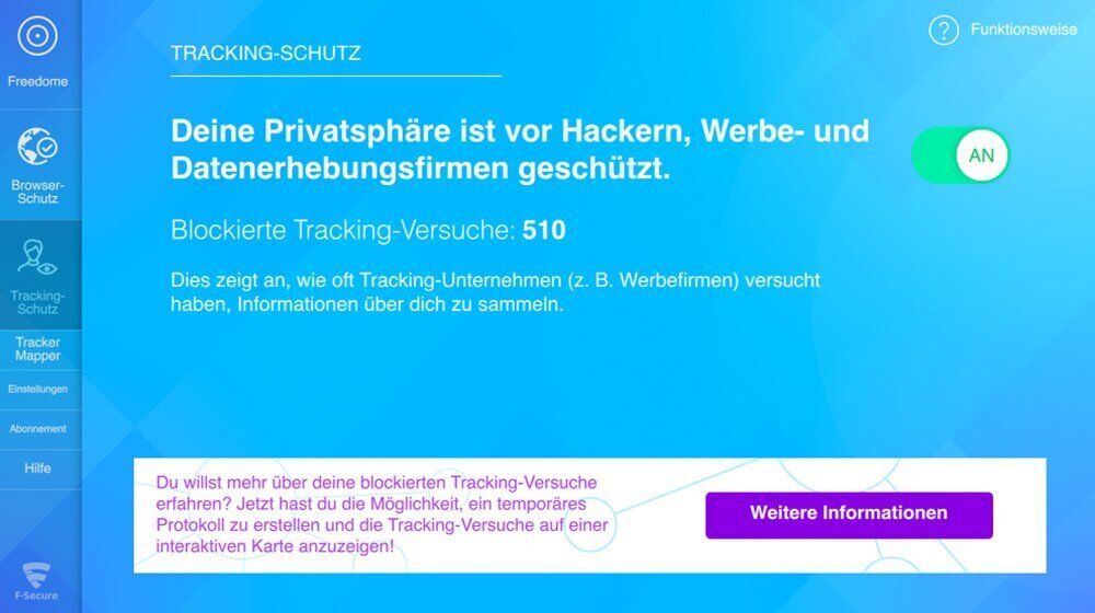 F-Secure Freedome VPN 2020 5 PC Geräte 1 Jahr ML Vollversion ESD WIN MAC AND