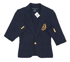 NEW Ralph Lauren Womens Blazer Jacket Navy Chest Pocket Gold Crest Knitted