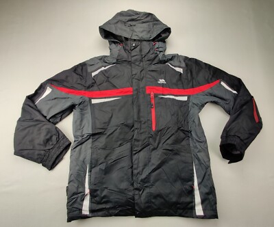 Trespass Tech Perf. Men's 2XS Black/Red/White Full Zip Waterproof Hooded Jacket