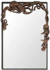 Home Cast Iron Frame Octopus Rectangular Mirror 29 X 20 Nautical Décor