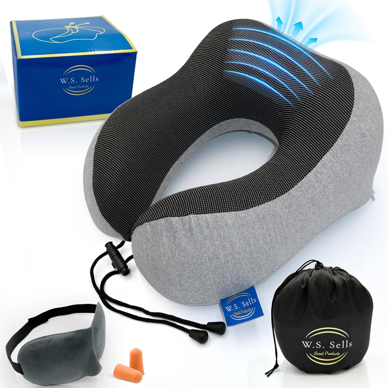 WS Sells Ergonomic Memory Foam Travel Neck Pillow for Airplanes