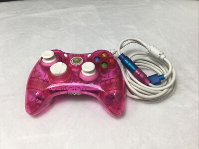Bright Pink Transparent Rock Candy Wired XBox Controller 360 with
