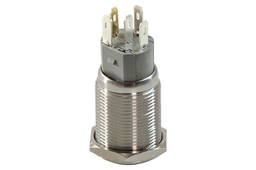 3/4" Silver Stainless Steel Power Switch w/ Green Light Latching Button 19mm 12V - Picture 3 of 3
