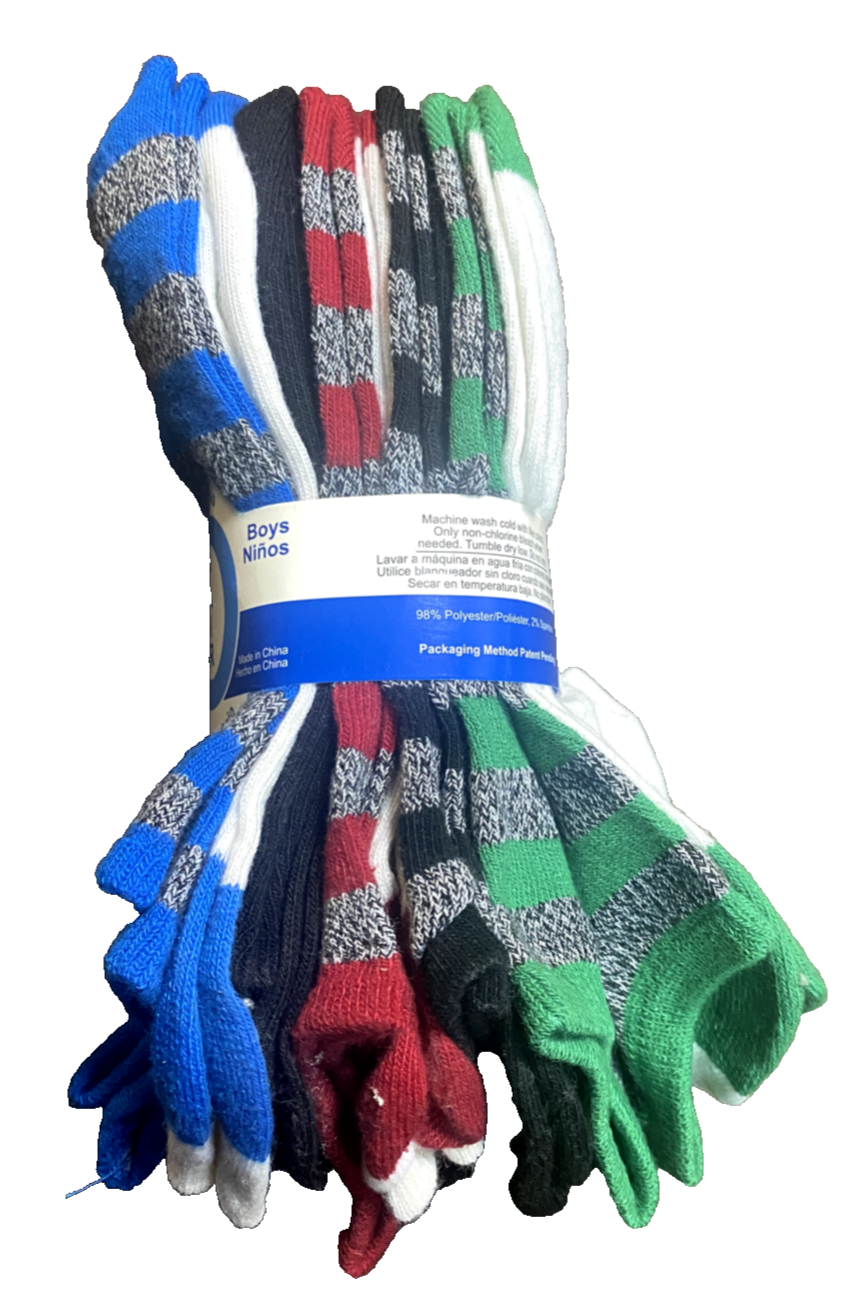 Boys  No-Show Socks 10-Pair Bulk Pack High Point Design New Size Large-image