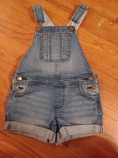 Tommy Hilfiger Bib Overalls Girls 3T Blue Denim Shortalls Cuffed