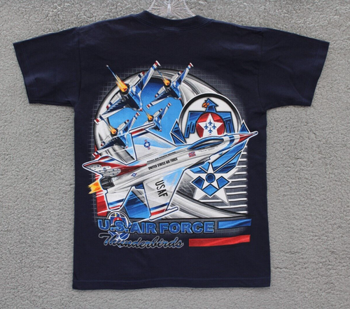 US AIR FORCE THUNDERBIRDS YOUTH T SHIRT MED VINTAGE DEADSTOCK NAVY Y2K NOS NEW - Picture 4 of 5