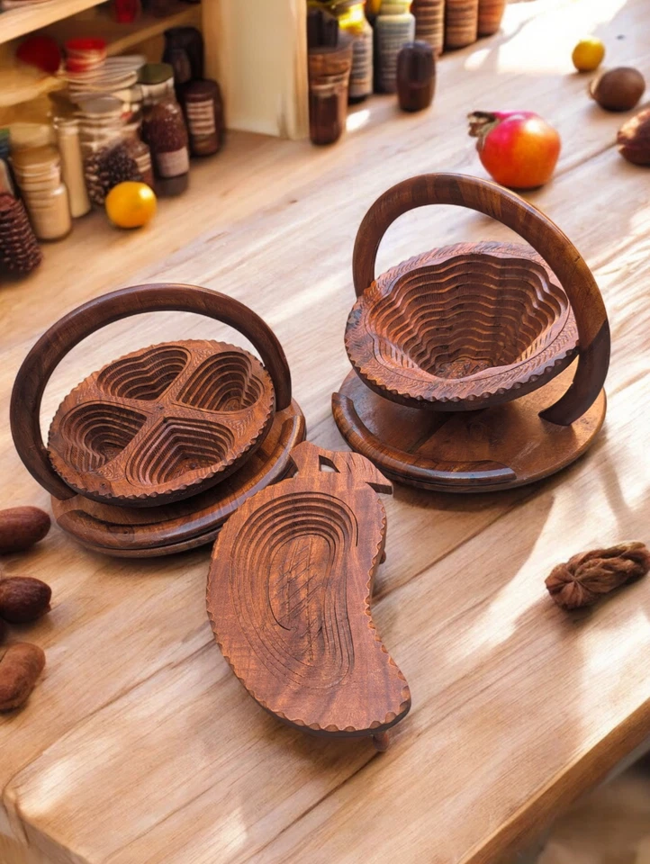 Handmade Maple Wood Kitchen Set – Heart-Shaped Dry Fruit Holder, Tray & More - Image 4 of 4