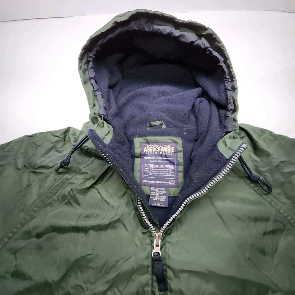 Abrigo Pullover Forrado De Colección Años 90 Abercrombie Para Hombres Verde Rendimiento Talla L Foto 2 de 4