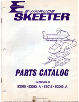 1971 Evinrude skeeter parts catalog E2010 E2010- E2015 E2015-A 27 Pages