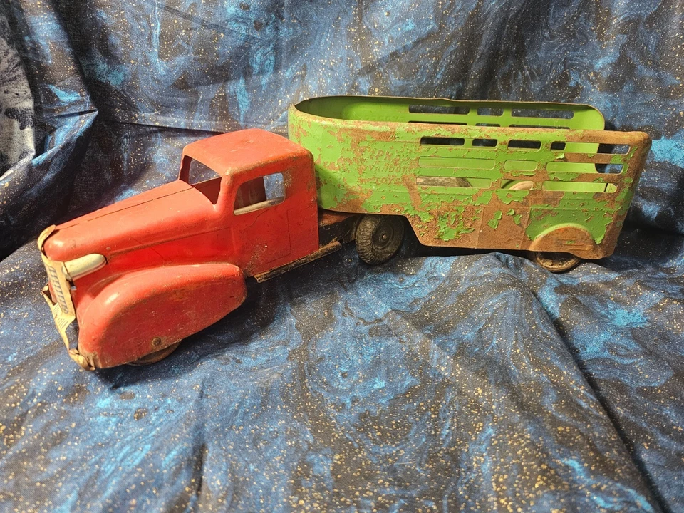 Remolque Wyandotte Express vintage de acero prensado y camión de ganado de los años 30 201/2" Foto 2 de 4