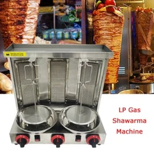 3Head Commercial Shawarma Machine Vertical LP Gas Doner Kebab Gyro Grill Machine
