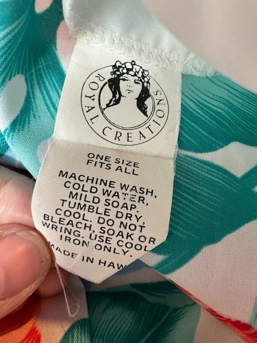 Vintage Royal Creations Hawaii Dress Kaftan Muu Muu White Floral One Size - Picture 13 of 14