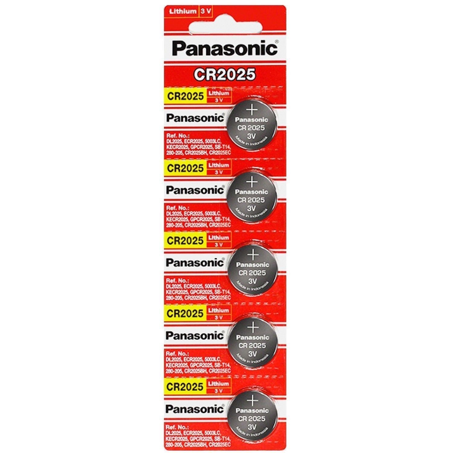 5 x Fresh PANASONIC CR 2025 CR2025 ECR2025 LITHIUM COIN CELL Battery Exp 2033