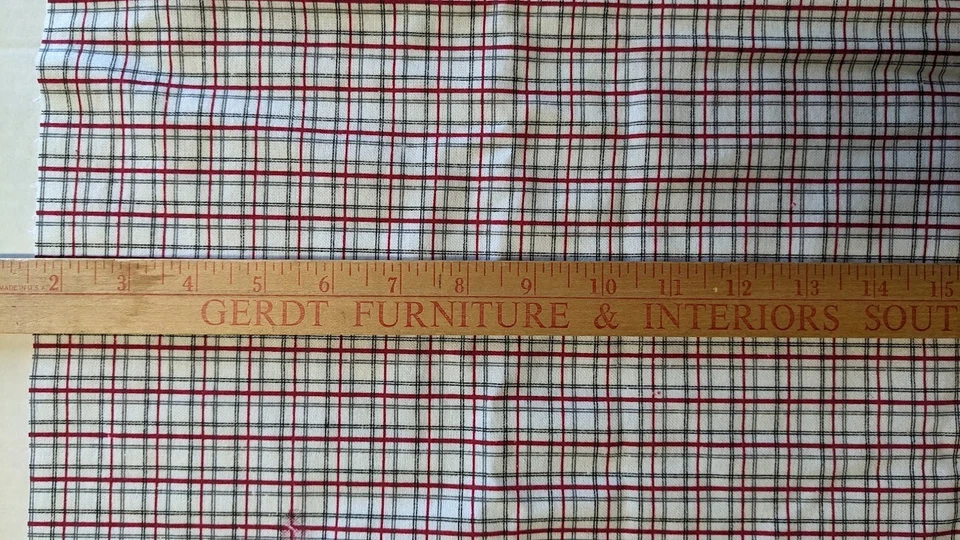 Cotton Lightweight flannel fabric 22"x44" Windowpane Check White/Red/Black - Image 2 of 4