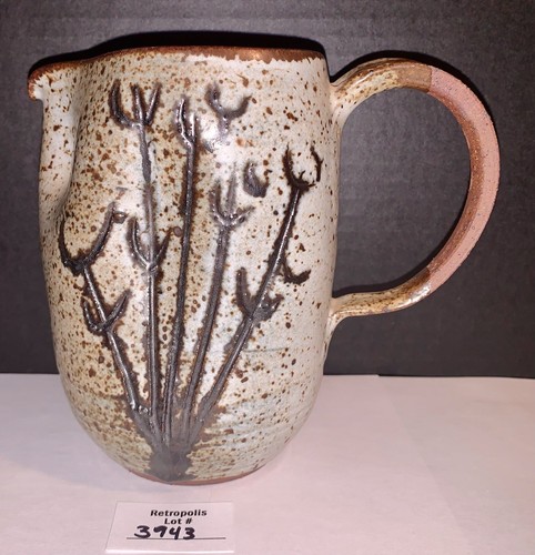 Studio Art Pottery Pitcher Speckled Glazed Artist Signed Vintage - Picture 2 of 14