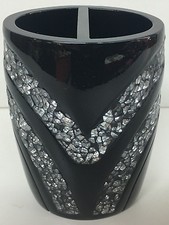 POPULAR BATH SINATRA TOOTHBRUSH HOLDER, BLACK RESIN AND CRACKED ICE LOOK
