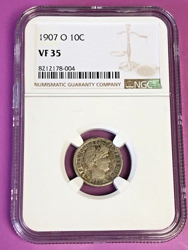 1907 O 10C  NGC VF35  - RARE/KEY DATE - STUNNING LOOKING COIN