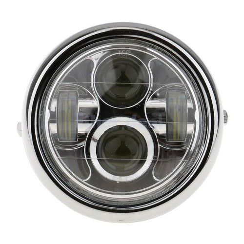 Motorrad 6.5 "Silber LED Scheinwerfer Leuchten für Harley Glühbirne - Bild 2 von 8