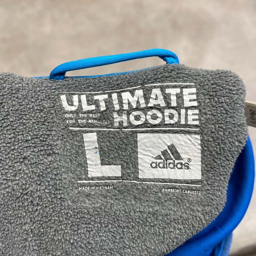 Adidas Hoodie Mens Vintage Y2K Spellout Pullover Sweatshirt, Grey Large image 2