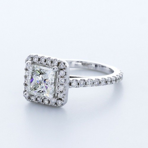 NATÜRLICHER DIAMANT H/SI1 PRINZESSSCHLIFF 14 K WEISSGOLD 4 KRAPPEN HALO AKZENT RING 2,7 KT - Bild 2 von 7
