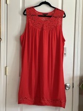NWT Zac & Rachel Plus Size Womens Lace Lined Sleeveless Dress Coralicious 2X