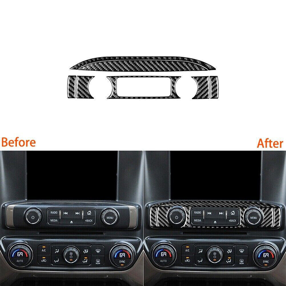 ストロボ Carbon Fiber Media Radio Control Cover Trim For Silverado GMC