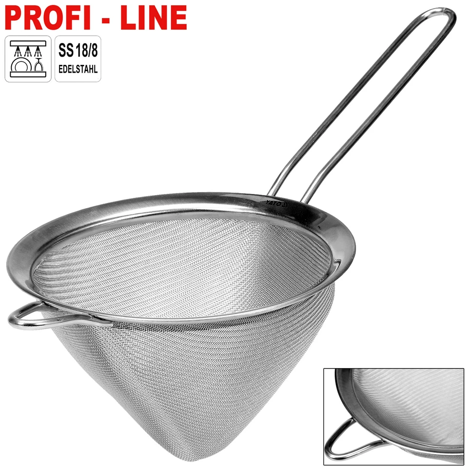 Spitzsieb Küchensieb Honigsieb Edelstahl Farbsieb Schaumkelle 16cm Fein Sieb - Bild 2 von 4