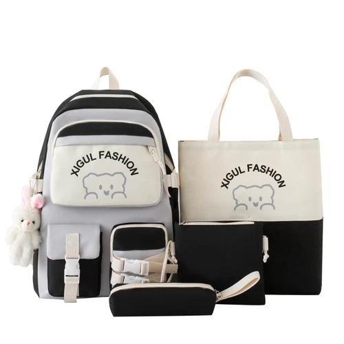 Doppel Schulter Rucksack Junge und Mädchen Schultasche Reiserucksack vierteiliges Set - Bild 10 von 21