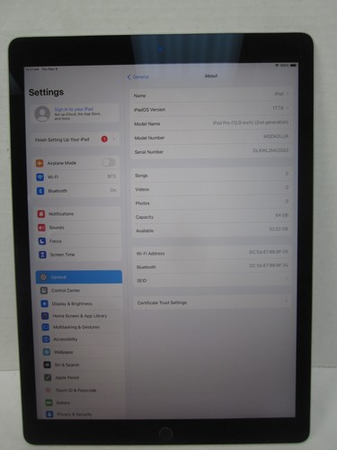 Apple iPad Pro 12.9 2nd Gen A1670 64GB Space Gray WIFI Only 95% Battery Health - Afbeelding 2 van 8