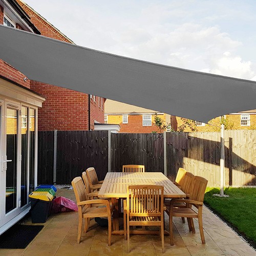 Rectangle Sun Shade Sail Gray Awning Cover Canopy Custom Size 5' to 24' W/8''Kit - Picture 11 of 15