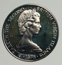 1975 British Virgin Islands Queen Elizabeth II BIRD Proof 25 Cents Coin i93975
