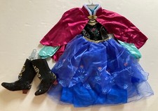 NWT Disney Store Sz 5-6 Frozen Anna Traveling Costume Dress  Black Boots 11/12