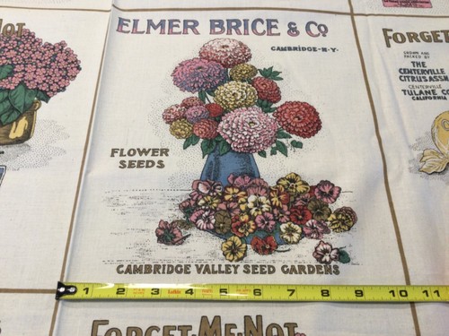 Vintage Joan Kessler Fabric Panel Flower Seed Packets 12 panels (new) - Picture 2 of 19