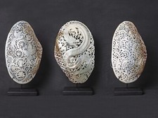 Confezione grande 3 pezzi cozze naturali guscio di vongole intagliato a mano modello misto