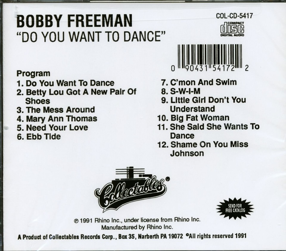 Do You Want to Dance by Bobby Freeman CD 12 Songs - 10 pop and R&B ...
